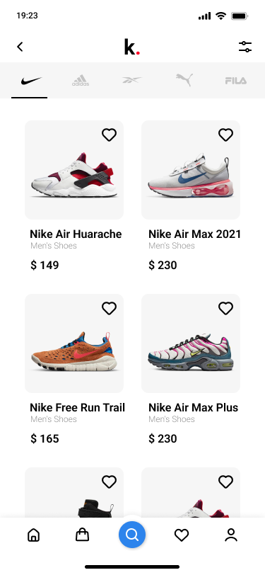 Search results page